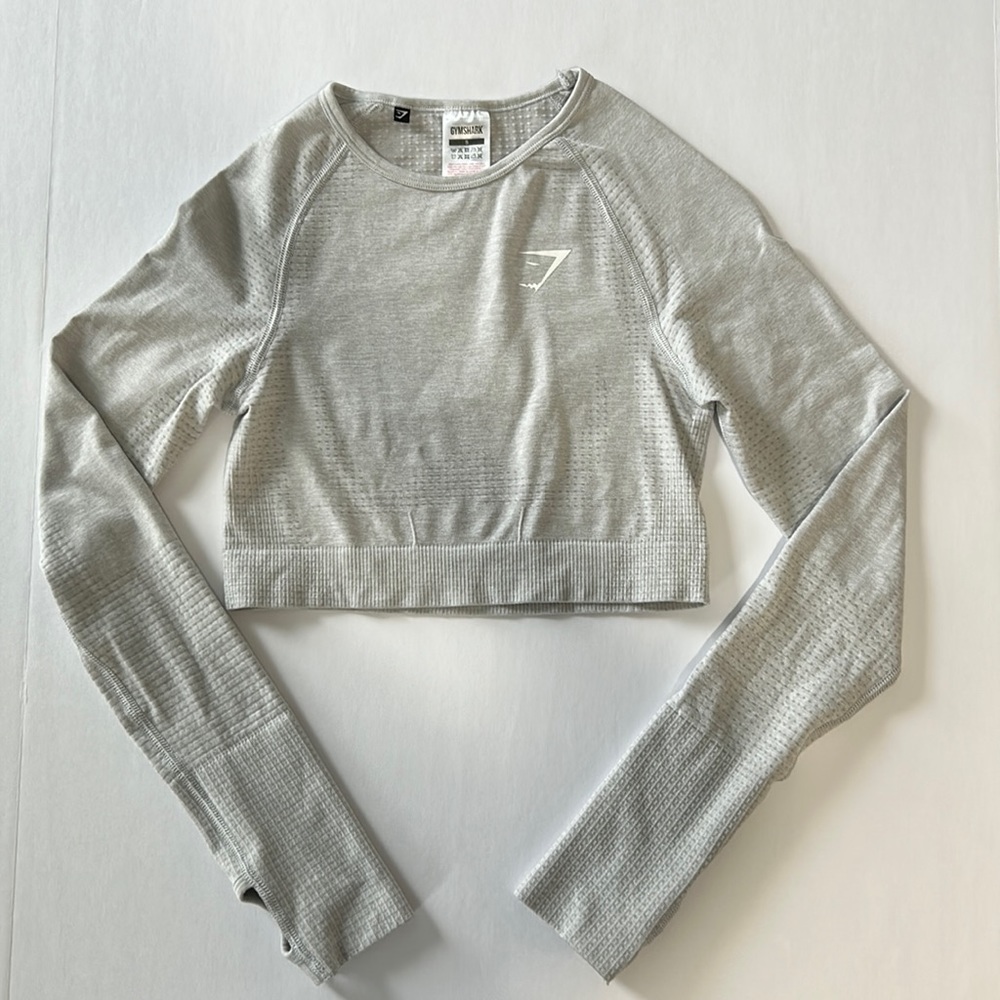 Gymshark Light Gray Crop Long Sleeve Top | Size: S | $18